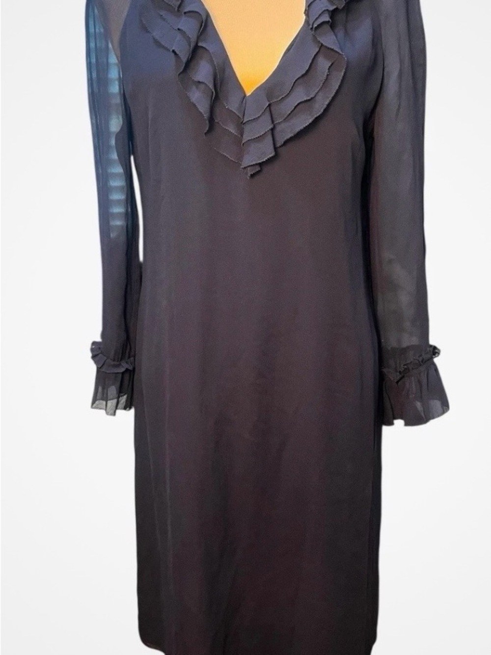Tory bruch navy blue long sleeve sheer dress size 8